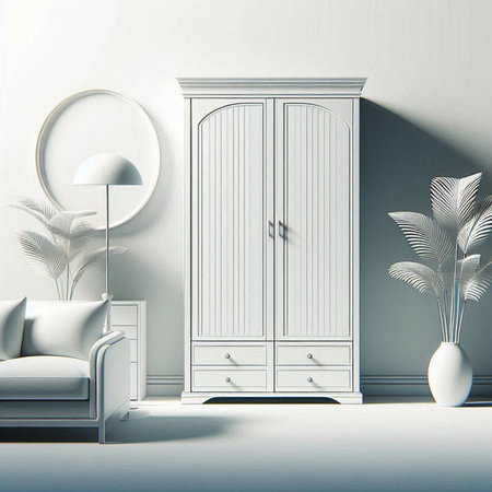 3D render of a modern room with white walls and a sofa.のイラスト素材