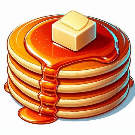 Pancakes with honey on a white background. Vector illustration.のイラスト素材