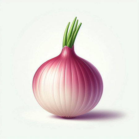 Illustration of a fresh red onion on a white background, vectorのイラスト素材