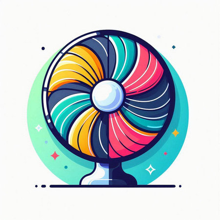 Fan. Colorful vector illustration in flat style. Isolated on white background.のイラスト素材
