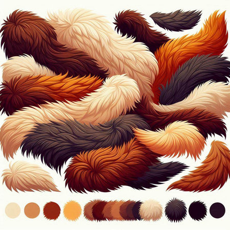 Vector set of multicolored fox fur. Collection of fox fur.のイラスト素材