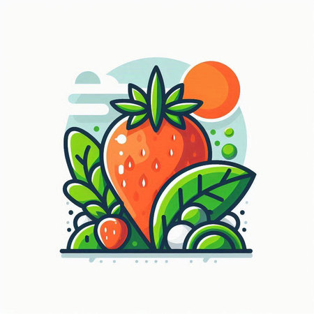 Strawberry vector icon. Flat illustration of strawberry vector icon for web designのイラスト素材