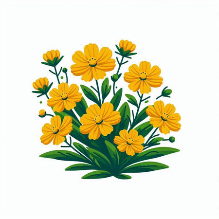 Bouquet of yellow flowers on a white background. Vector illustration.のイラスト素材