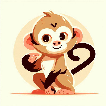 Cute monkey cartoon vector illustration. Cute monkey character. Cute monkey.のイラスト素材
