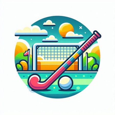 Colorful illustration with hockey goal and ball in flat style. Vector illustrationのイラスト素材