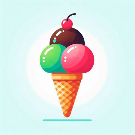 Ice cream vector illustration. Ice cream in a waffle cone.のイラスト素材