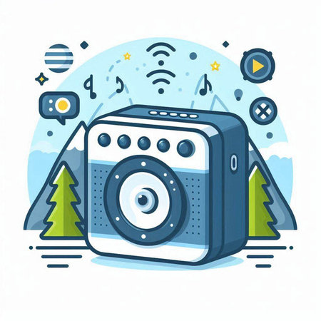 Retro camera in flat style. Vector illustration for your design.のイラスト素材