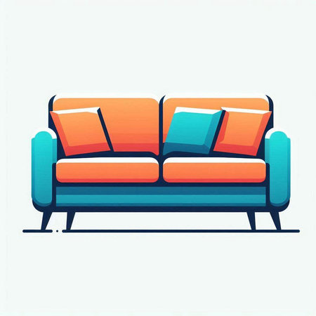 Sofa icon in flat style. Furniture for living room, interior design. Vector illustrationのイラスト素材