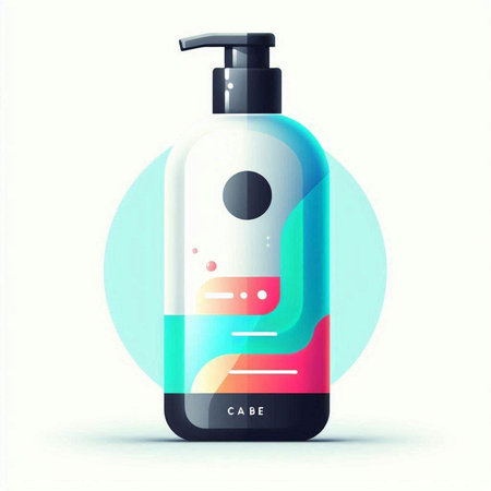 Cosmetic bottle with liquid soap, lotion, shower gel. Vector illustrationのイラスト素材
