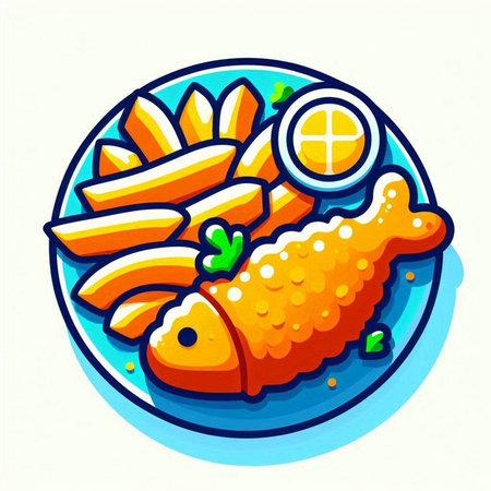 Fish and chips icon. Vector illustration of fish and chips icon.のイラスト素材