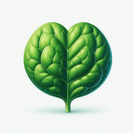 Heart made of green leaf isolated on white background. Vector illustration.のイラスト素材