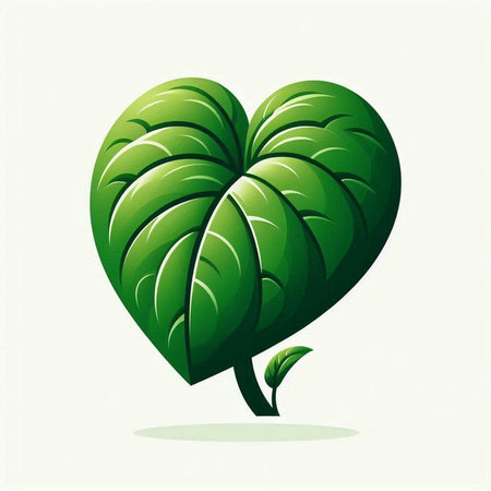 Ecology concept with green leaf in heart shape. Vector illustration.のイラスト素材