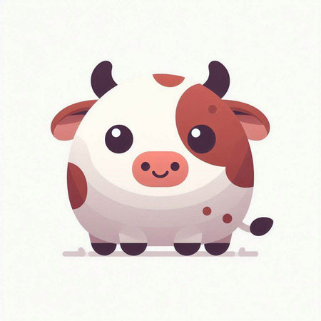 Cute cartoon cow isolated on a white background. Vector illustration.のイラスト素材