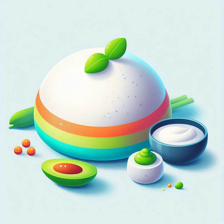 Illustration of japanese rice cake on colorful background - vectorのイラスト素材