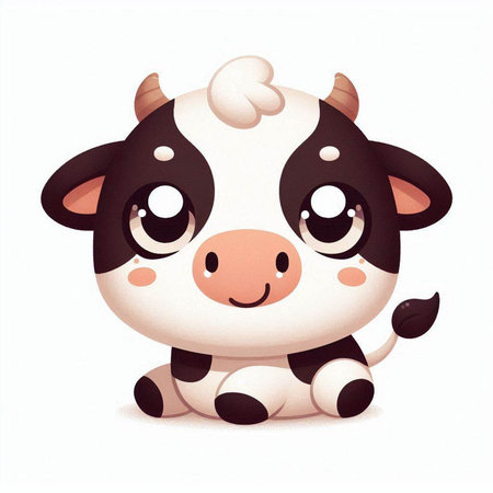 Cute cartoon cow on white background. Vector illustration for your designのイラスト素材
