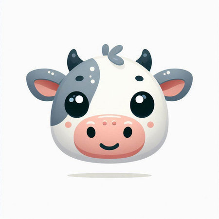 Cute cartoon cow. Vector illustration isolated on a white background.のイラスト素材