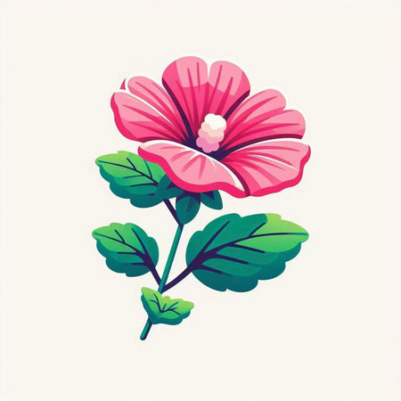 Illustration of a pink hibiscus flower on a white backgroundのイラスト素材