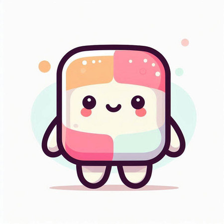 Cute marshmallow cartoon vector illustration. Cute marshmallow character.のイラスト素材