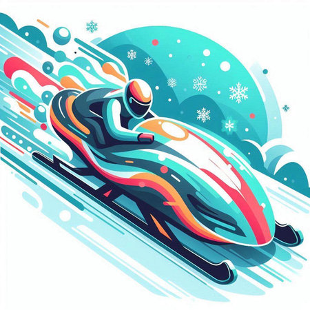 Snowmobiling. Winter sport. Snowmobile. Vector illustration.のイラスト素材
