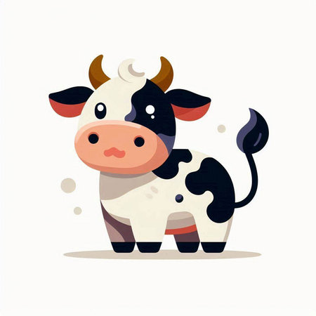 Cute cartoon cow. Vector illustration isolated on a white background.のイラスト素材
