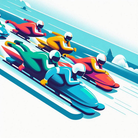 Bobsledding, extreme winter sports, 3d illustration.のイラスト素材