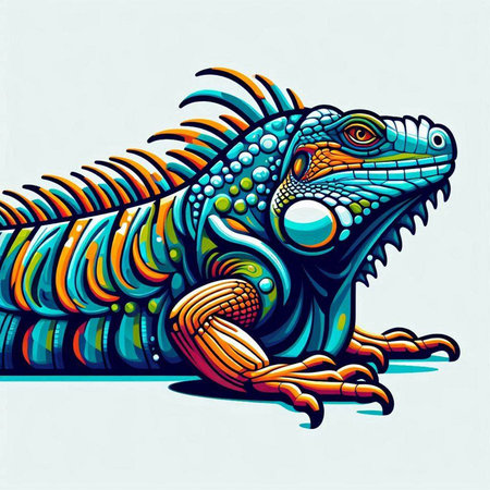 Iguana on a light background. Vector illustration, eps 10のイラスト素材