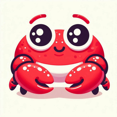 Cute cartoon red crab isolated on white background. Vector illustration.のイラスト素材