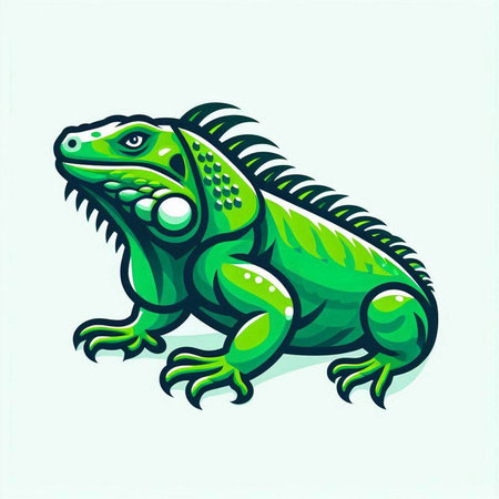 Green iguana isolated on white background. Vector illustration eps 10のイラスト素材