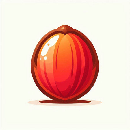 Illustration of a hazelnut on a white background. Vector illustrationのイラスト素材