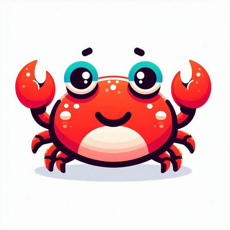 Cute cartoon red crab. Vector illustration isolated on white background.のイラスト素材
