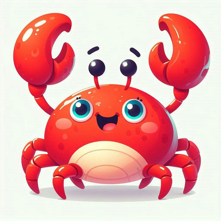 Cute cartoon red crab. Vector illustration of a funny crab.のイラスト素材