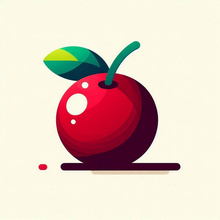 Cherry icon, vector illustration. Flat design style with shadow.のイラスト素材