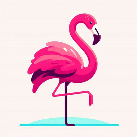 Pink flamingo. Vector illustration of a flamingo on a light background.のイラスト素材