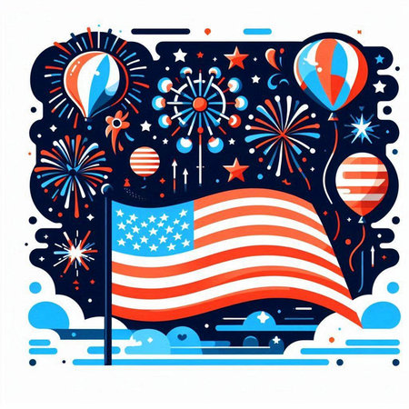 Happy Independence Day United States of America holiday celebration background. Vector illustrationのイラスト素材