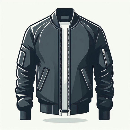 Vector illustration of a black leather jacket isolated on a white background.のイラスト素材