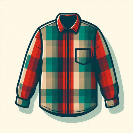 Vector illustration of men's checkered shirt. Flat style.のイラスト素材