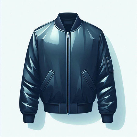Men's black leather jacket on a white background. 3d renderingのイラスト素材