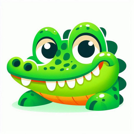 Cute green crocodile isolated on white background. Vector illustration.のイラスト素材