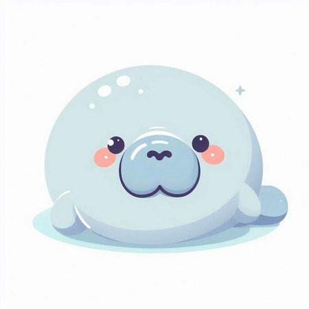 Cute cartoon baby seal. Vector illustration isolated on white background.のイラスト素材