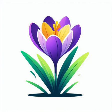 Purple crocus flower isolated on white background. Vector illustration.のイラスト素材