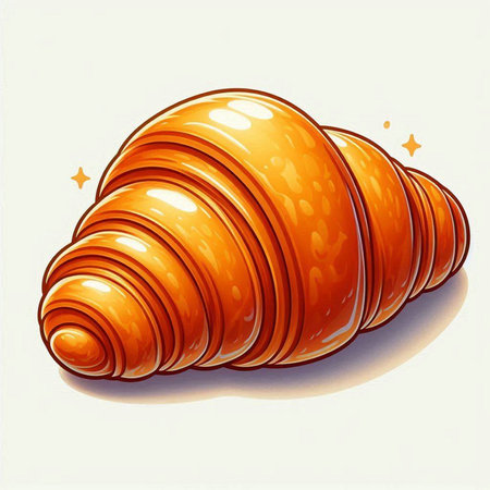 Illustration of a fresh croissant on a white background.のイラスト素材
