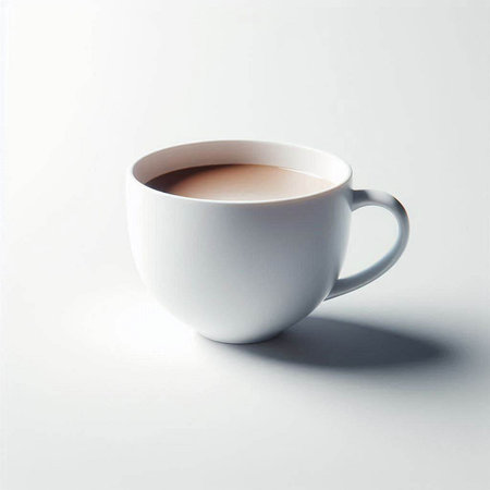 Cup of coffee on a white background with shadow. 3d illustrationのイラスト素材