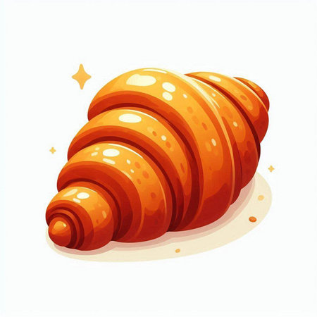 Croissant on white background. Vector illustration in cartoon style.のイラスト素材