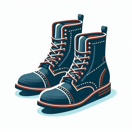 Hiking boots isolated on white background. Vector illustration in cartoon style.のイラスト素材