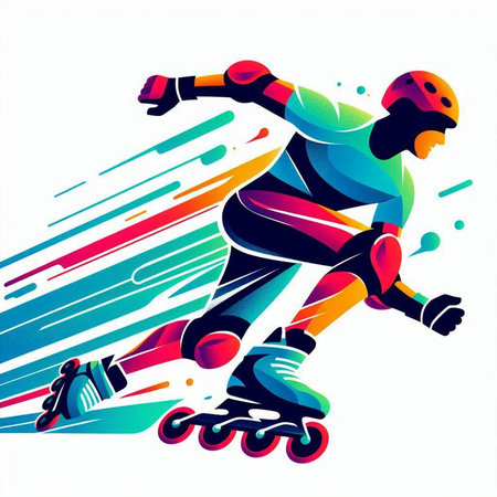 Roller skating vector illustration with space for text. Colorful backgroundのイラスト素材