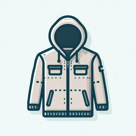 Winter jacket with hood isolated on a white background. Vector illustration.のイラスト素材