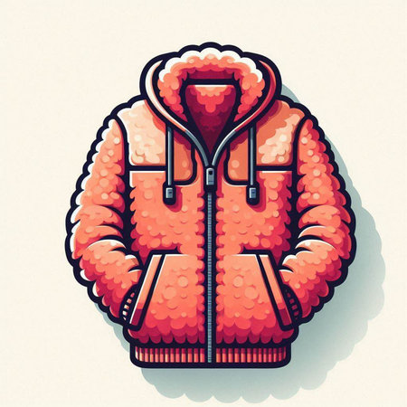 Red winter jacket on a white background. Vector illustration, EPS 10のイラスト素材