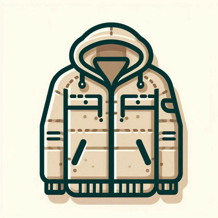 Stylized vector illustration of a winter jacket, isolated on a white backgroundのイラスト素材