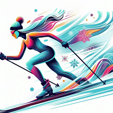 Winter sports - skier on skis. Vector illustration. Eps 10のイラスト素材