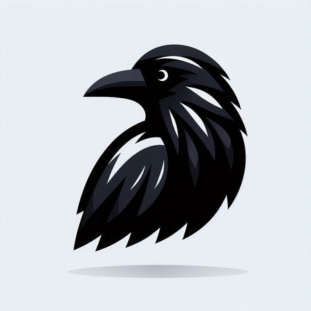 Crow icon. Vector illustration of a crow. Black crow.のイラスト素材